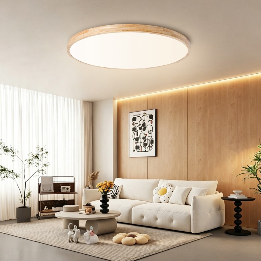 Brilagi - LED Stmívatelné stropní svítidlo WOODLINE LED/128W/230V 3000-6000K dub pr. 100 cm + dálkové ovládání