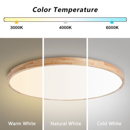 Brilagi - LED Stmívatelné stropní svítidlo WOODLINE LED/128W/230V 3000-6000K dub pr. 100 cm + dálkové ovládání