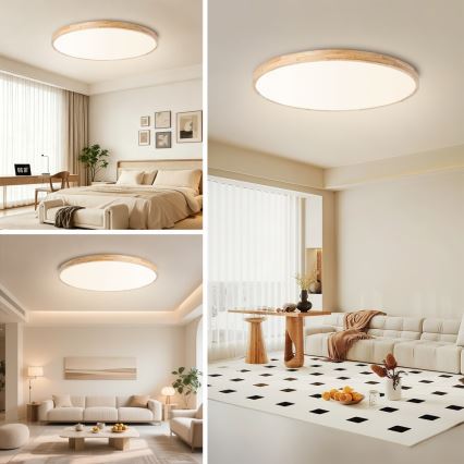 Brilagi - LED Stmívatelné stropní svítidlo WOODLINE LED/128W/230V 3000-6000K dub pr. 100 cm + dálkové ovládání