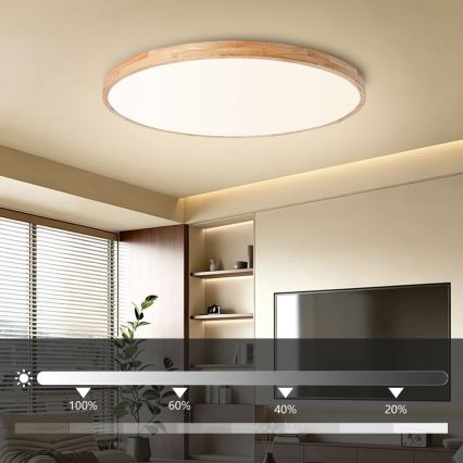 Brilagi - LED Stmívatelné stropní svítidlo WOODLINE LED/128W/230V 3000-6000K dub pr. 100 cm + dálkové ovládání