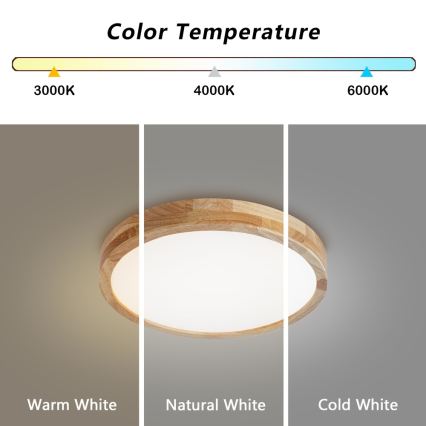 Brilagi - LED Stmívatelné stropní svítidlo WOODLINE LED/48W/230V 3000-6000K dub pr. 40 cm + dálkové ovládání