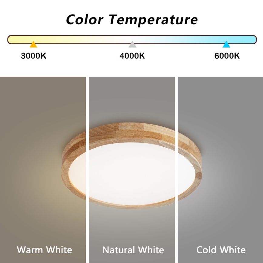 Brilagi - LED Stmívatelné stropní svítidlo WOODLINE LED/48W/230V 3000-6000K dub pr. 40 cm + dálkové ovládání