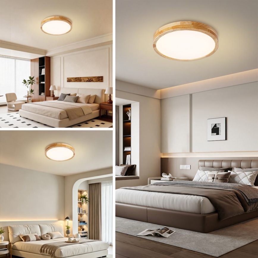 Brilagi - LED Stmívatelné stropní svítidlo WOODLINE LED/48W/230V 3000-6000K dub pr. 40 cm + dálkové ovládání