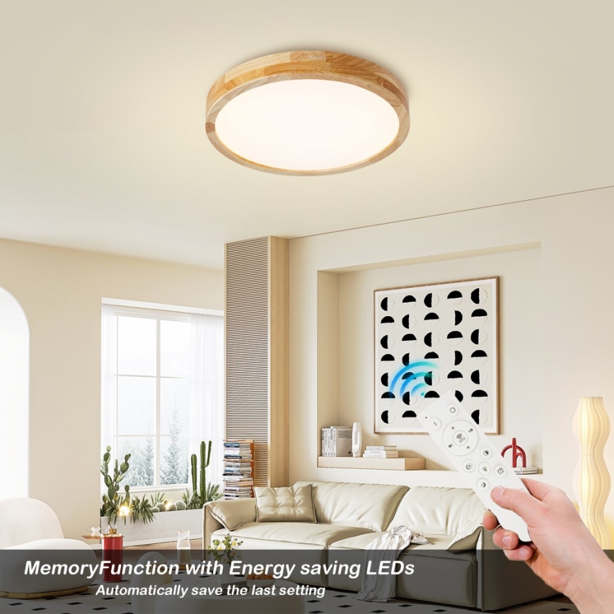 Brilagi - LED Stmívatelné stropní svítidlo WOODLINE LED/48W/230V 3000-6000K dub pr. 40 cm + dálkové ovládání