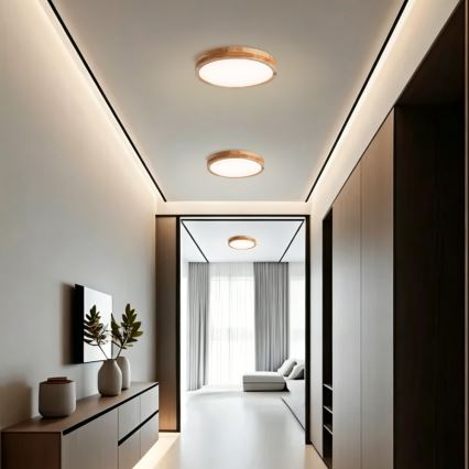 Brilagi - LED Stmívatelné stropní svítidlo WOODLINE LED/48W/230V 3000-6000K dub pr. 40 cm + dálkové ovládání