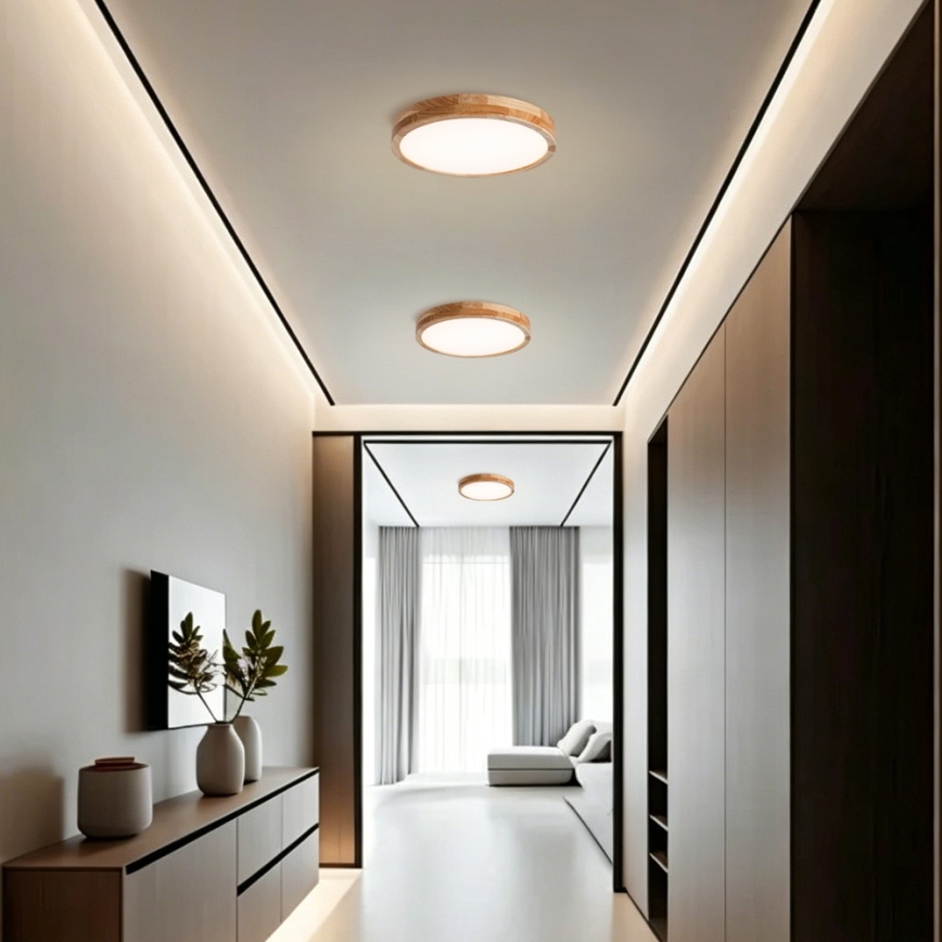 Brilagi - LED Stmívatelné stropní svítidlo WOODLINE LED/48W/230V 3000-6000K dub pr. 40 cm + dálkové ovládání