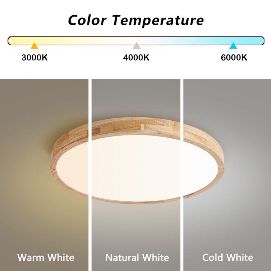 Brilagi - LED Stmívatelné stropní svítidlo WOODLINE LED/72W/230V 3000-6000K dub pr. 60 cm + dálkové ovládání