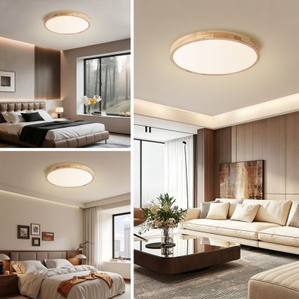 Brilagi - LED Stmívatelné stropní svítidlo WOODLINE LED/72W/230V 3000-6000K dub pr. 60 cm + dálkové ovládání