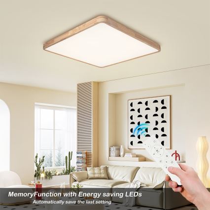Brilagi - LED Stmívatelné stropní svítidlo WOODLINE SQUARE LED/100W/230V 3000-6000K dub 80x80 cm + dálkové ovládání