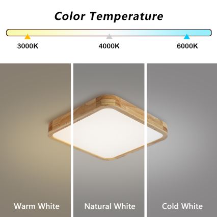 Brilagi - LED Stmívatelné stropní svítidlo WOODLINE SQUARE LED/48W/230V 3000-6000K dub 40x40 cm + dálkové ovládání
