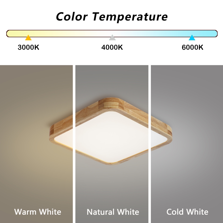 Brilagi - LED Stmívatelné stropní svítidlo WOODLINE SQUARE LED/48W/230V 3000-6000K dub 40x40 cm + dálkové ovládání