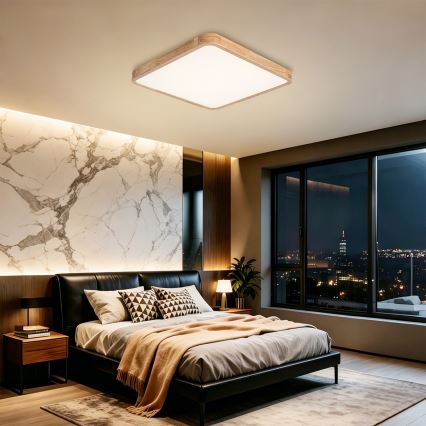 BRILAGI - LED Stmívatelné stropní svítidlo WOODLINE SQUARE LED/80W/230V 3000-6000K dub 60x60 cm + dálkové ovládání