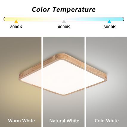 Brilagi - LED Stmívatelné stropní svítidlo WOODLINE SQUARE LED/80W/230V 3000-6000K dub 60x60 cm + dálkové ovládání
