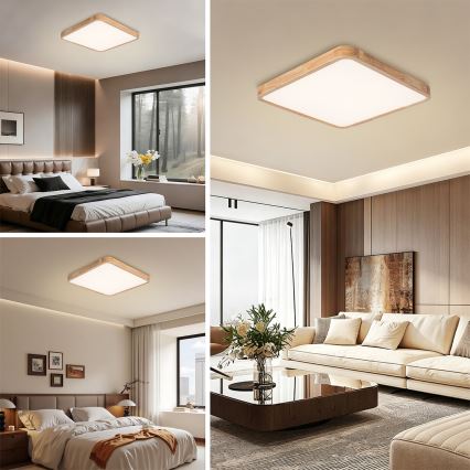 BRILAGI - LED Stmívatelné stropní svítidlo WOODLINE SQUARE LED/80W/230V 3000-6000K dub 60x60 cm + dálkové ovládání