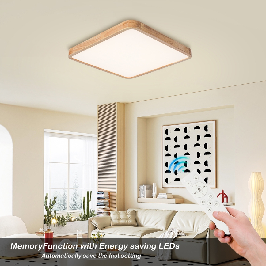 BRILAGI - LED Stmívatelné stropní svítidlo WOODLINE SQUARE LED/80W/230V 3000-6000K dub 60x60 cm + dálkové ovládání