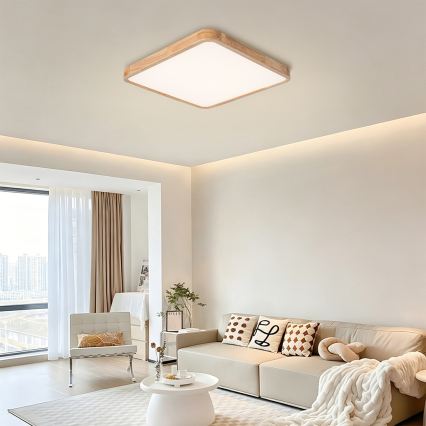 BRILAGI - LED Stmívatelné stropní svítidlo WOODLINE SQUARE LED/80W/230V 3000-6000K dub 60x60 cm + dálkové ovládání