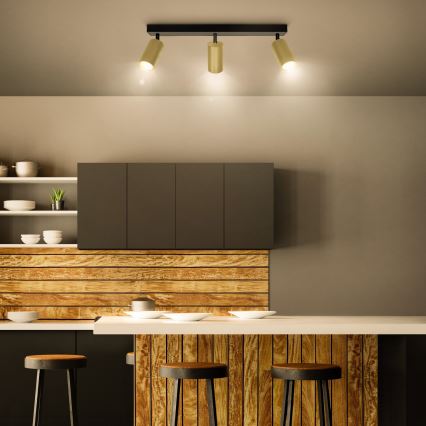 Brilagi - LED RGBW Stmívatelné bodové svítidlo SELE GOLDEN 3xGU10/4,8W/230V 3000K černá/zlatá + dálkové ovládání