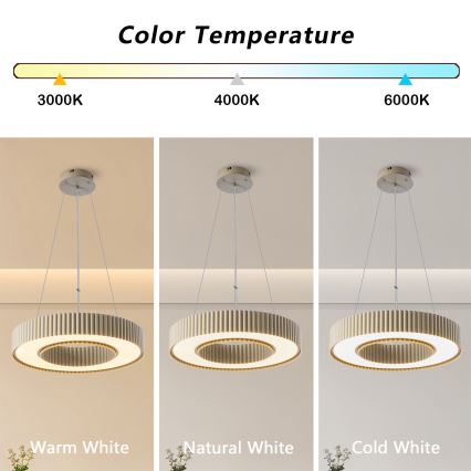 Brilagi - LED Stmívatelný lustr na lanku LUMIX LED/48W/230V 3000-6000K béžová pr. 50 cm + dálkové ovládání