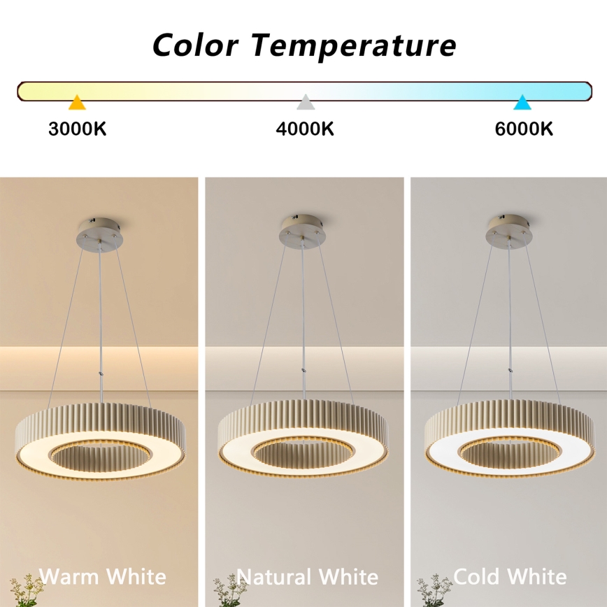 Brilagi - LED Stmívatelný lustr na lanku LUMIX LED/48W/230V 3000-6000K béžová pr. 50 cm + dálkové ovládání