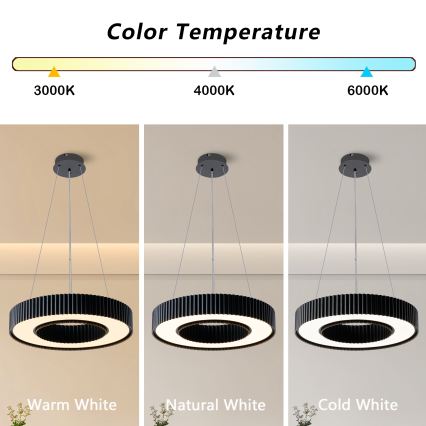 Brilagi - LED Stmívatelný lustr na lanku LUMIX LED/48W/230V 3000-6000K černá pr. 50 cm + dálkové ovládání