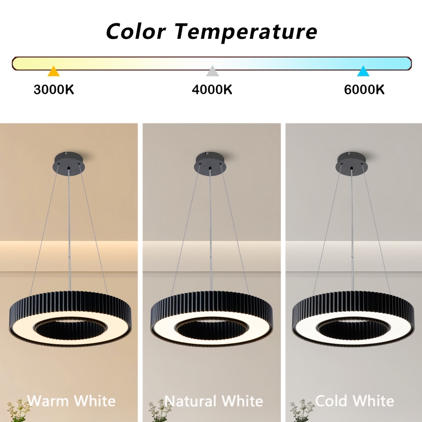 Brilagi - LED Stmívatelný lustr na lanku LUMIX LED/48W/230V 3000-6000K černá pr. 50 cm + dálkové ovládání
