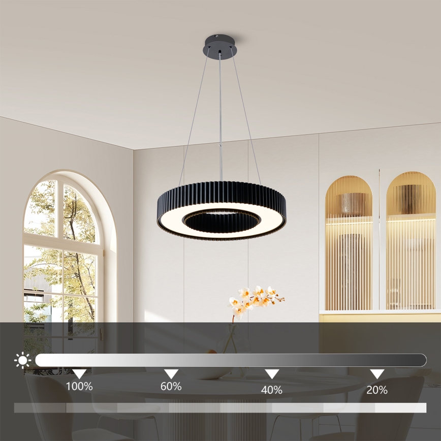 Brilagi - LED Stmívatelný lustr na lanku LUMIX LED/48W/230V 3000-6000K černá pr. 50 cm + dálkové ovládání