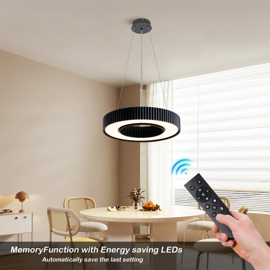 Brilagi - LED Stmívatelný lustr na lanku LUMIX LED/48W/230V 3000-6000K černá pr. 50 cm + dálkové ovládání
