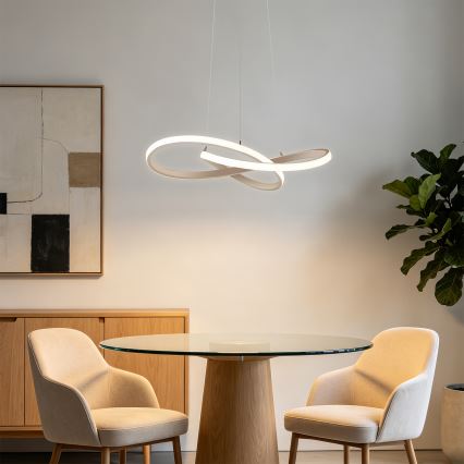 Brilagi - LED Stmívatelný lustr na lanku INFINITY LED/55W/230V 3000-6000K 50x50 cm béžová + dálkové ovládání
