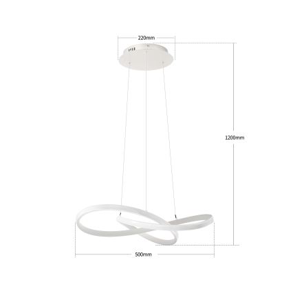 Brilagi - LED Stmívatelný lustr na lanku INFINITY LED/55W/230V 3000-6000K 50x50 cm bílá + dálkové ovládání