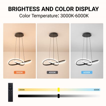 Brilagi - LED Stmívatelný lustr na lanku INFINITY LED/55W/230V 3000-6000K 50x50 cm černá + dálkové ovládání