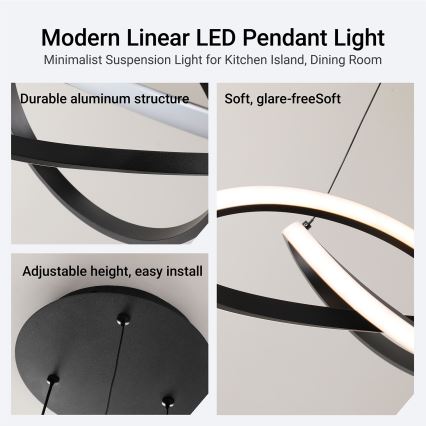 Brilagi - LED Stmívatelný lustr na lanku INFINITY LED/55W/230V 3000-6000K 50x50 cm černá + dálkové ovládání