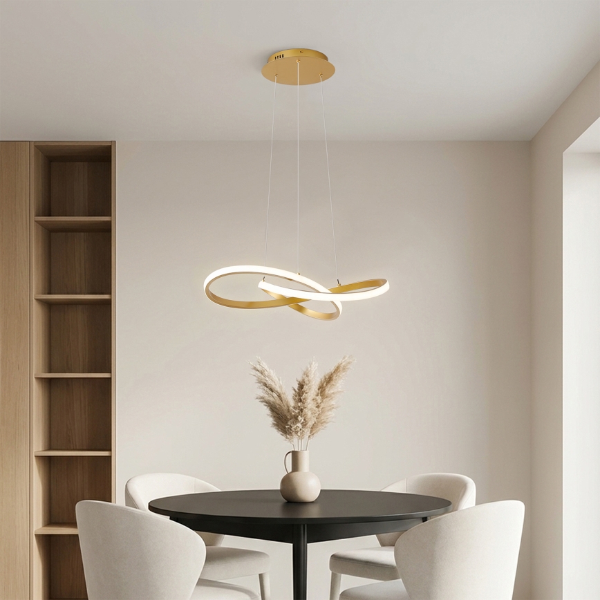 Brilagi - LED Stmívatelný lustr na lanku INFINITY LED/55W/230V 3000-6000K 50x50 cm zlatá + dálkové ovládání
