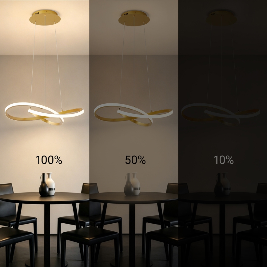 Brilagi - LED Stmívatelný lustr na lanku INFINITY LED/55W/230V 3000-6000K 50x50 cm zlatá + dálkové ovládání