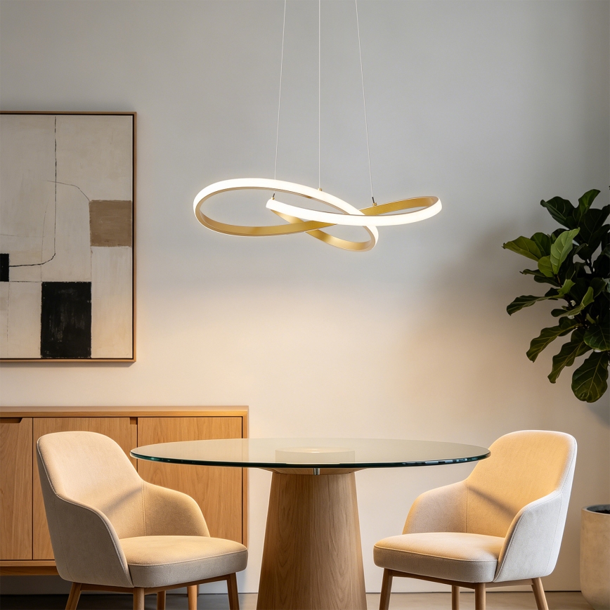 Brilagi - LED Stmívatelný lustr na lanku INFINITY LED/55W/230V 3000-6000K 50x50 cm zlatá + dálkové ovládání