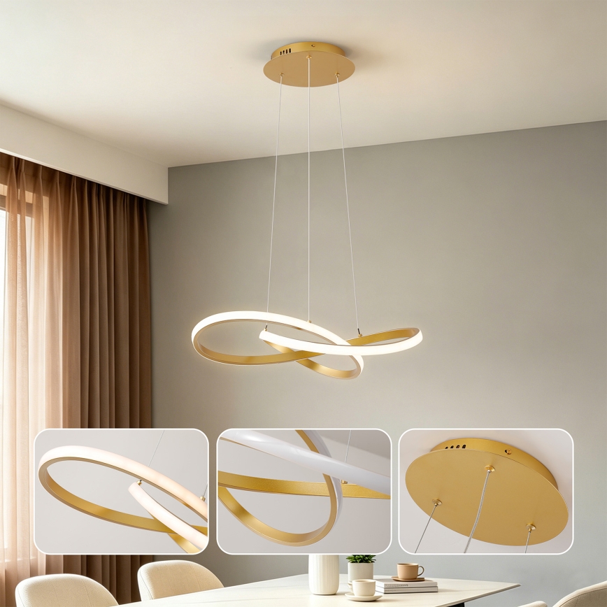 Brilagi - LED Stmívatelný lustr na lanku INFINITY LED/55W/230V 3000-6000K 50x50 cm zlatá + dálkové ovládání