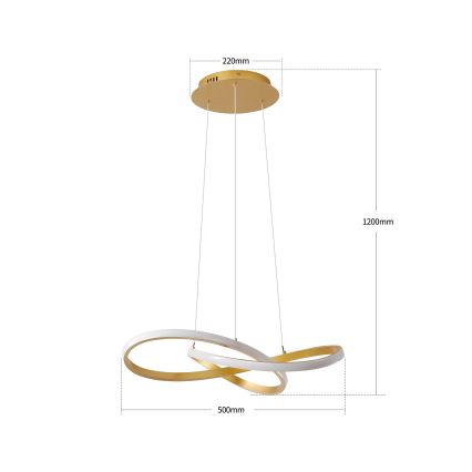 Brilagi - LED Stmívatelný lustr na lanku INFINITY LED/55W/230V 3000-6000K 50x50 cm zlatá + dálkové ovládání