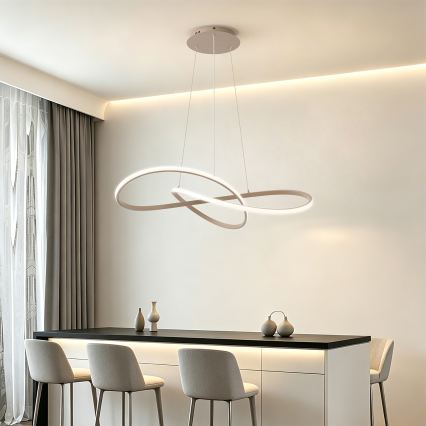 Brilagi - LED Stmívatelný lustr na lanku INFINITY LED/80W/230V 3000-6000K 80x80 cm béžová + dálkové ovládání