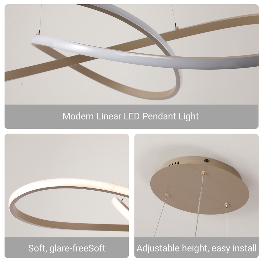 Brilagi - LED Stmívatelný lustr na lanku INFINITY LED/80W/230V 3000-6000K 80x80 cm béžová + dálkové ovládání