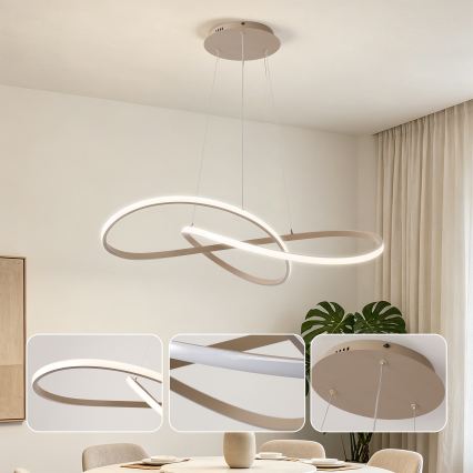 Brilagi - LED Stmívatelný lustr na lanku INFINITY LED/80W/230V 3000-6000K 80x80 cm béžová + dálkové ovládání