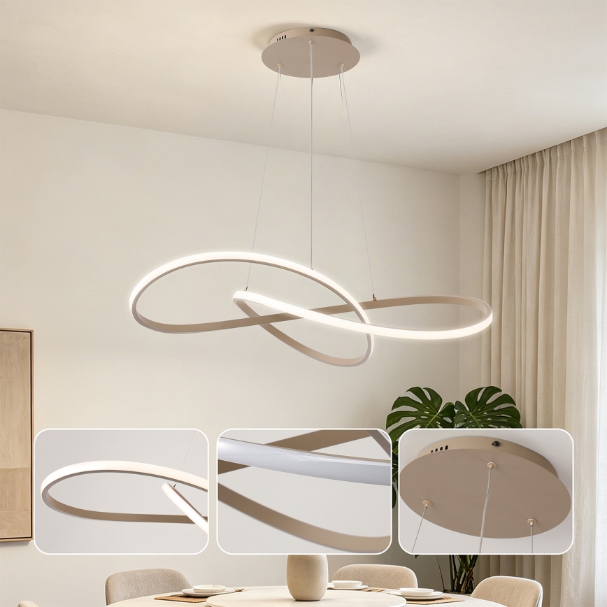 Brilagi - LED Stmívatelný lustr na lanku INFINITY LED/80W/230V 3000-6000K 80x80 cm béžová + dálkové ovládání