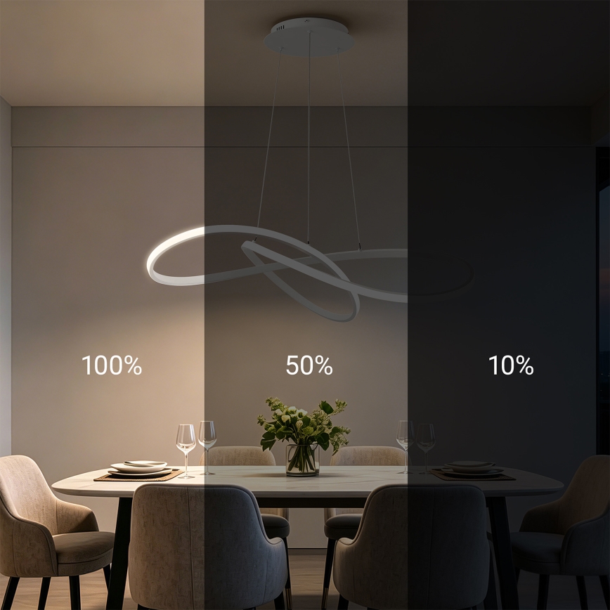Brilagi - LED Stmívatelný lustr na lanku INFINITY LED/80W/230V 3000-6000K 80x80 cm bílá + dálkové ovládání