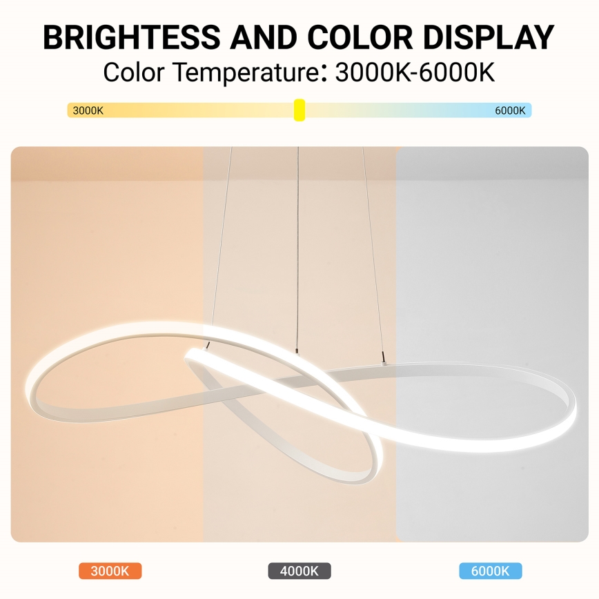 Brilagi - LED Stmívatelný lustr na lanku INFINITY LED/80W/230V 3000-6000K 80x80 cm bílá + dálkové ovládání