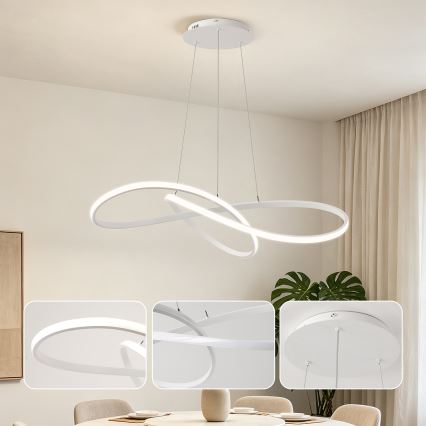 Brilagi - LED Stmívatelný lustr na lanku INFINITY LED/80W/230V 3000-6000K 80x80 cm bílá + dálkové ovládání