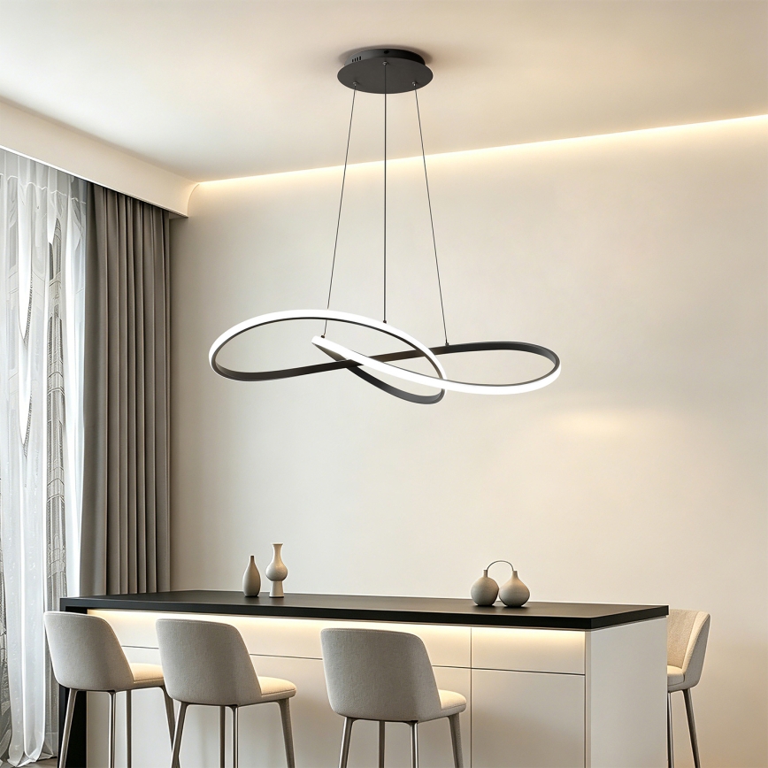 Brilagi - LED Stmívatelný lustr na lanku INFINITY LED/80W/230V 3000-6000K 80x80 cm černá + dálkové ovládání