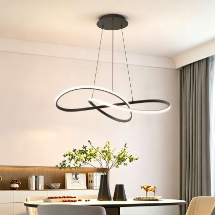 Brilagi - LED Stmívatelný lustr na lanku INFINITY LED/80W/230V 3000-6000K 80x80 cm černá + dálkové ovládání
