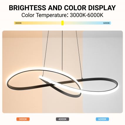 Brilagi - LED Stmívatelný lustr na lanku INFINITY LED/80W/230V 3000-6000K 80x80 cm černá + dálkové ovládání