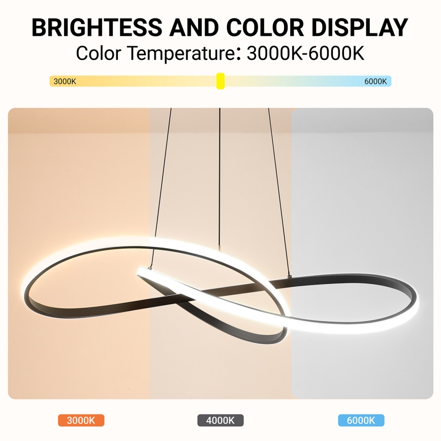 Brilagi - LED Stmívatelný lustr na lanku INFINITY LED/80W/230V 3000-6000K 80x80 cm černá + dálkové ovládání