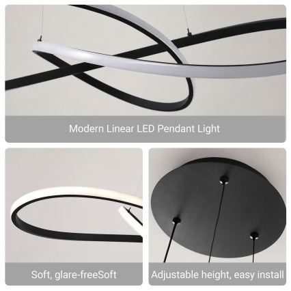 Brilagi - LED Stmívatelný lustr na lanku INFINITY LED/80W/230V 3000-6000K 80x80 cm černá + dálkové ovládání