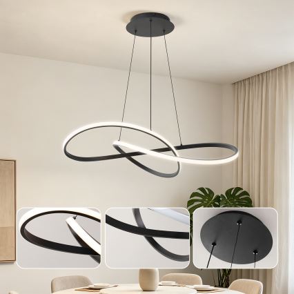 Brilagi - LED Stmívatelný lustr na lanku INFINITY LED/80W/230V 3000-6000K 80x80 cm černá + dálkové ovládání