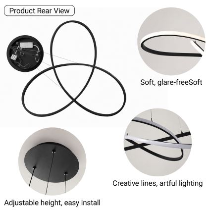 Brilagi - LED Stmívatelný lustr na lanku INFINITY LED/80W/230V 3000-6000K 80x80 cm černá + dálkové ovládání